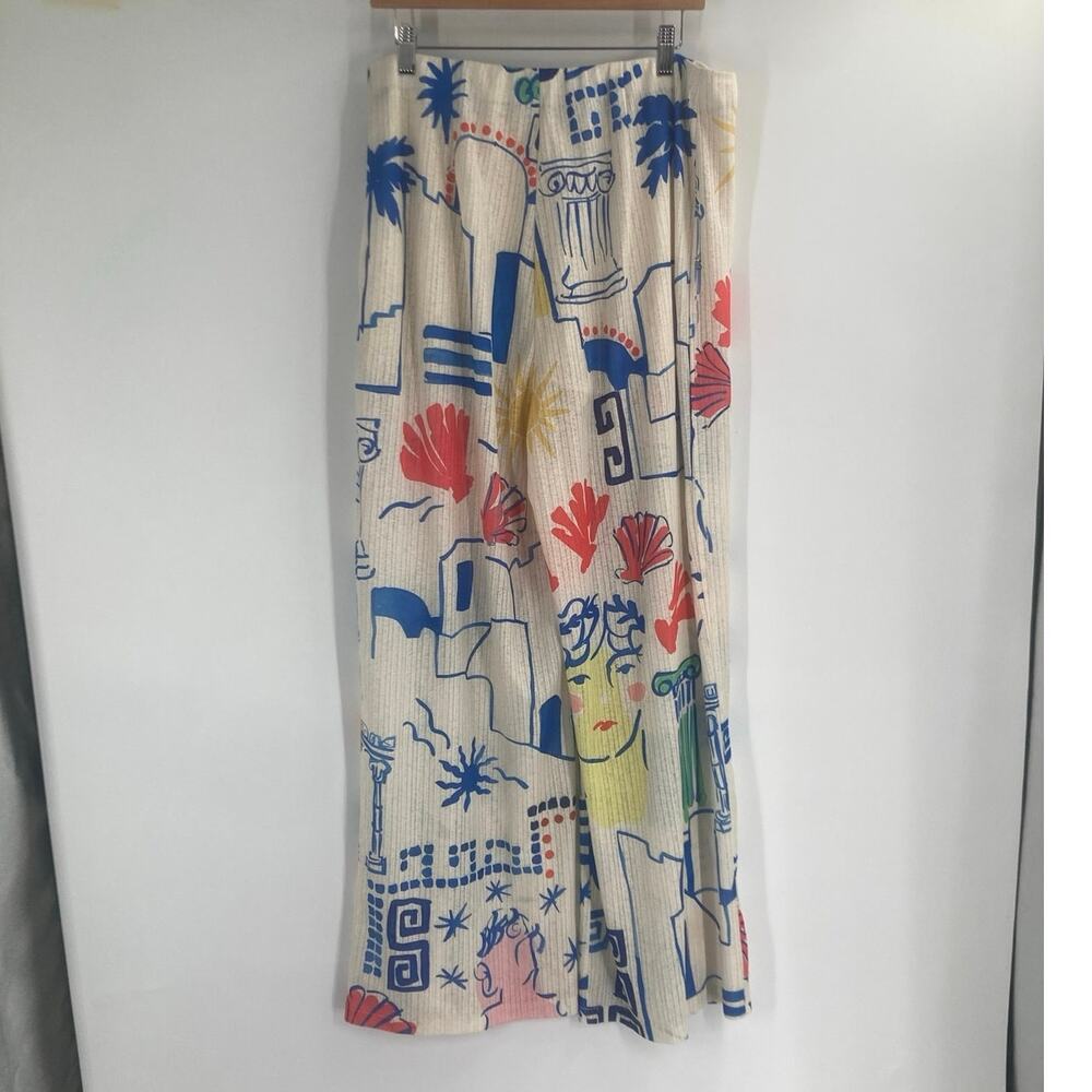 Fashion Nova Walking On Sea Shells Wide Leg Pants 1X Multicolored Resort Beach - Picture 4 of 12